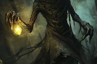 draw horror and gothic line art illustrations