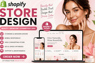 shopify store design, skincare website, cosmetics, skincare, spa, beauty website