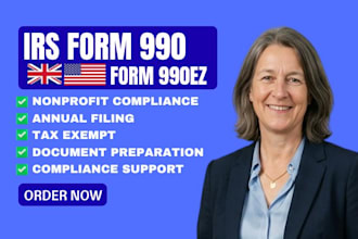 assist with nonprofit annual filing and irs form 990 990ez compliance support