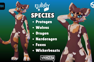 do custom vrchat avatar, 3d furry model, vrc avatar, vr character, 3d model, vrm