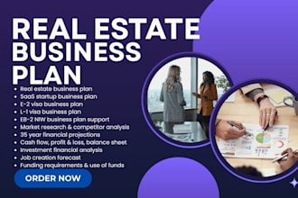setup real estate saas business plan investment financial analysis e2 l1 eb2