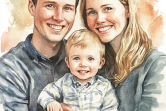 custom watercolor family portrait from photo