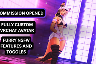 do vrchat avatar commission vrc avatar 3d model vr character furry nsf character