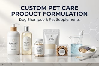 develop custom pet care product formulations for dog shampoo and supplements