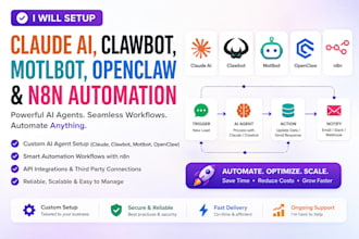 setup claude ai clawbot, motlbot openclaw and n8n automation workflows