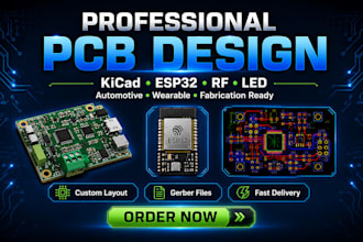 do pcb design, kicad pcb, esp32, rf, led and automotive pcb