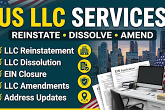 do US llc or corp reinstatement, llc dissolution amend llc close ein llc address