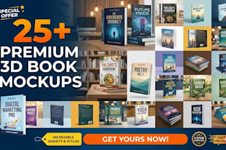 do book mockup, 3d book mockup, ebook cover mockup, 25 3d mockups in 3 hours