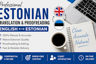 translate proofread, edit english to estonian manually and edit content