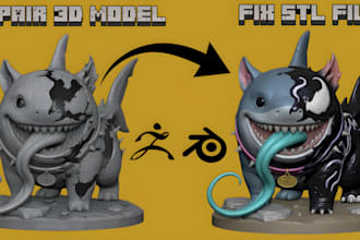 fix stl file repair 3d model mesh cleanup modify character head bust 3d printing