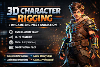 rig your 3d character for unreal engine, unity and game animation