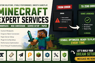 build custom minecraft modpack, convert forge mod to fabric, server setup, paper