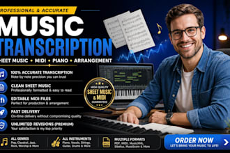 transcribe music sheet music midi music production piano transcription