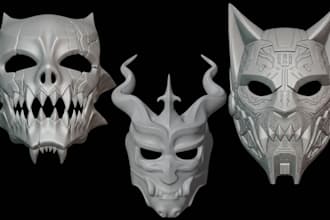 custom 3d printable mask, helmet, props, armor stl file for cosplay 3d printing