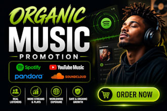 do organic spotify music youtube music pandora music soundcloud music promotion
