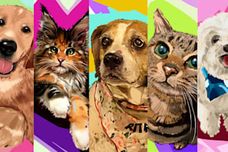 draw a professional stylized portrait of your pet