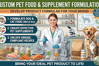 formulate pet dog cat food and supplement products