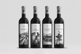 design premium wine, whiskey, vodka, gin and liquor bottle labels