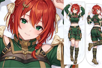 draw custom anime girl dakimakura body pillow case nsfw anime merch fan art