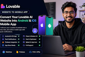 convert lovable ai web site to ios android app with push notification