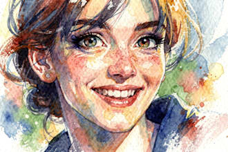 paint a colorful portrait in watercolor