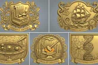 do cnc design, pendant 3d jewelry, 3d coin model, bas relief medallion step file