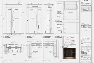 complete cutlist, elevation and assembly drawings for joinery, millwork
