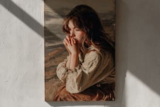 paint a real oil painting on canvas