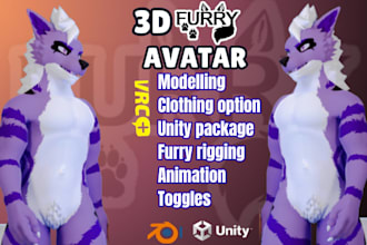 create custom vrchat avatar, furry, vtuber model, nsfw model