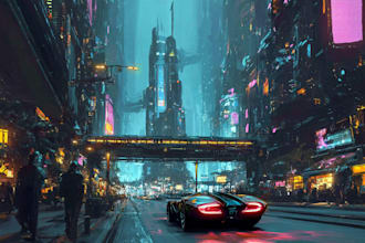 make a cyberpunk city design for you