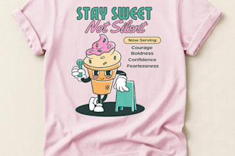 do retro t shirt cartoon ice cream logo