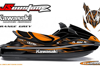 create vintage t shirt, jet ski, kawasaki logo