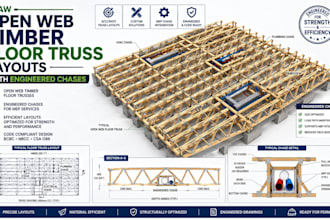 draw open web timber floor truss layouts with engineered chases
