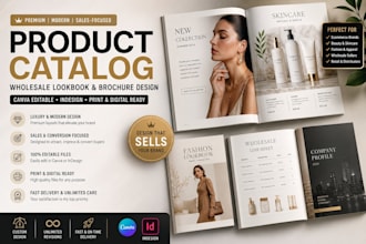 design luxury product catalog, wholesale lookbook and editable canva brochure