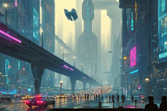 make a cyberpunk scifi futuristic city