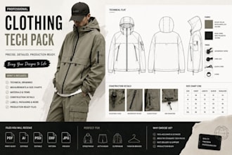 design sportwear tech pack activewear clothing gym wear apparel technical draw