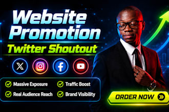 shoutout promote share website link to 100m USA UK de twitter ig fb yt audience