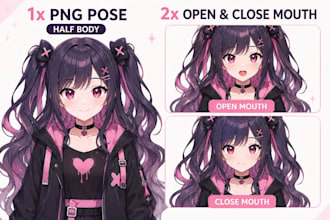 create custom anime pngtuber or GIF vtuber avatar for twitch and youtube stream