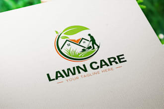 design lawn care logo with business card and flyer