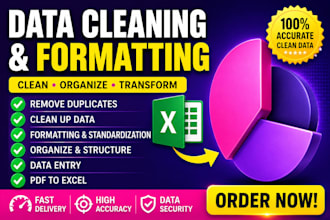 perform excel data cleaning, sorting, and formatting