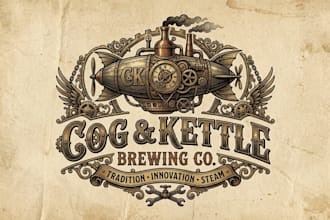 design a unique and vintage steampunk logo for your brand