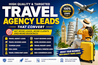 provide verified travel agency leads, travel booking leads and travel email list