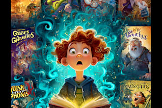 draw cartoon story book cover with vibrant illustration