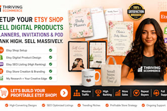 etsy shop setup etsy digital product design etsy seo listing etsy store creation