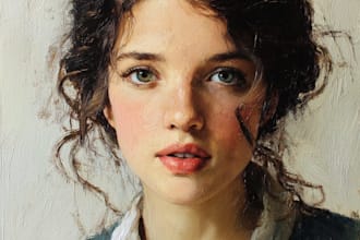create real hand made oil painting portrait on canvas
