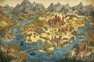 fantasy map drawing or game map
