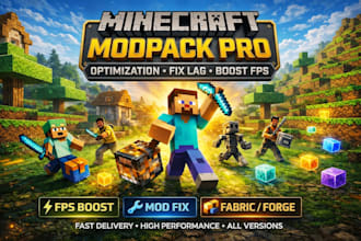 create, fix and optimize modpack minecraft, sever setup, paper, fabric to forge