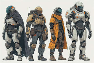 design futuristic sci fi characters for you