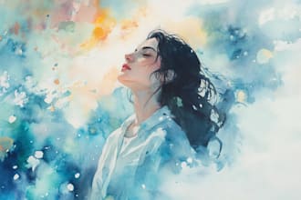 illustrate watercolor portrait illustration