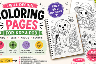 design a book cover for cozy mystery easy coloring book illustrations for KDP